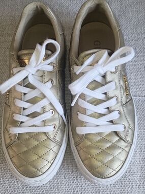 Guess Metallic Gold Quilted Lace-Up Sneakers